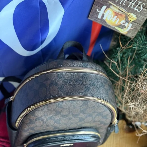 COACH BACKPACK ??BEAUTIFUL BLACK & BROWN HARDWARE IS GOLD NWOT display picture 2